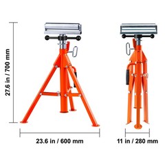 VEVOR Roller Pipe Stand Jack 28&Prime;- 52&Prime; Adjustable 45# Steel Foldable 2500 LBS