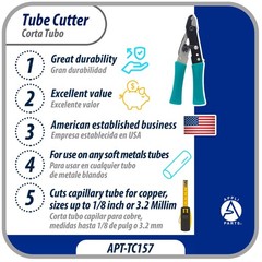 Appli Parts APT-TC157 Capillary Tube Cutter for Copper, Aluminum, steel, PVC and