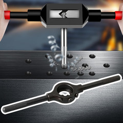 Metal 3.7Cm Dia 1.0&Prime; round Die Stock Holder Thread Tap Wrench Handle 20.5Cm L&hellip;