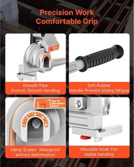 3-in-1 Tube Bender 1/4 3/8 1/2 OD Manual 180&deg; Pipe Bending Tool HVAC