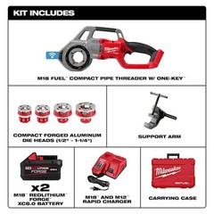 Milwaukee Tool 2870-22 M18 Fuel Compact Pipe Threader With One-Key Kit With 1/2