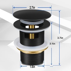 FERUERW Pop-up Drain Kit for Freestanding Bathtub Tub Matte Black