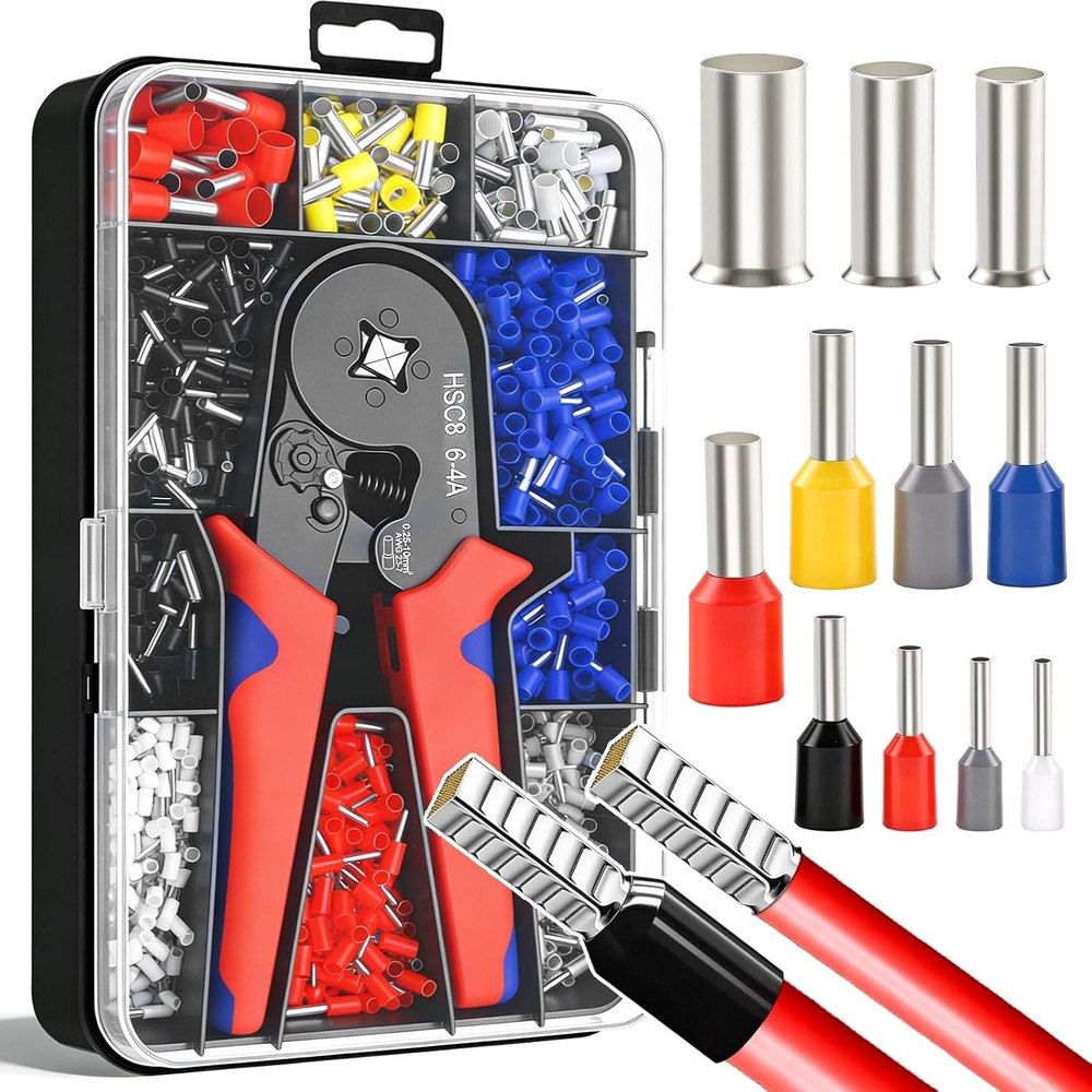1500PCS Ferrule Crimping Tool Kit with 11 Sizes Wire End Ferrules & AWG23-7 Plie