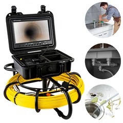 9in LCD 60M/ 200FT Pipe Inspection Pipeline Drain Sewer Waterproof Camera IP68