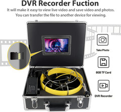 7&Prime; Waterproof Pipe Inspection Camera with 100ft Cable & DVR Recorder