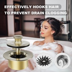 Brushed Gold Tub Drain Stopper Bathtub Drain, Hair