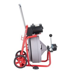 Drain Cleaning Machine 75FT x 1/2&Prime; Steel Cable, Forward/Reverse, 8 Cutters