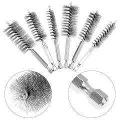 6Pcs Copper Tube Pipe Cleaner Brush Set 1/2&Prime; 3/4&Prime; 1&Prime; Wire Bore Drill 1/4&Prime; Hex