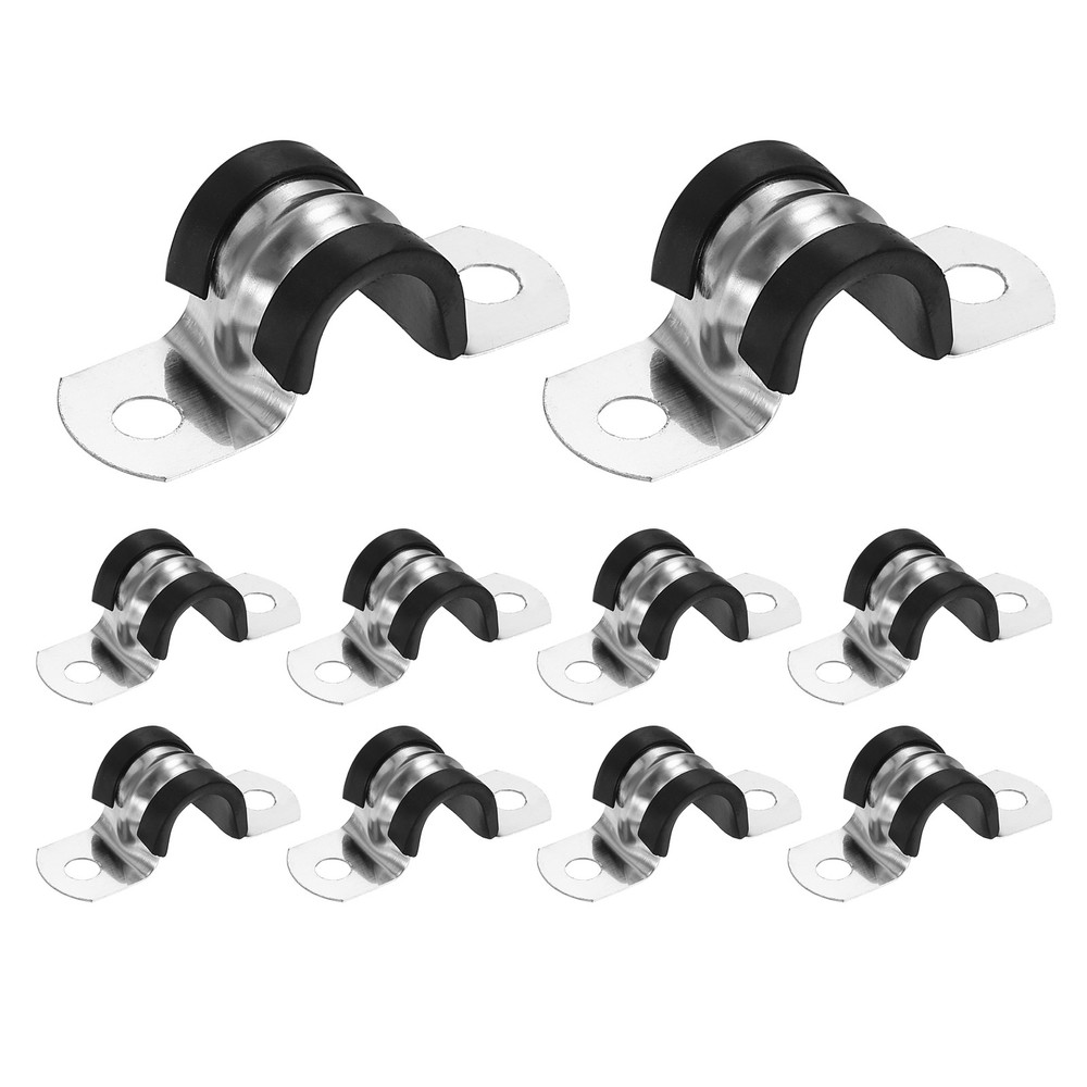 10Pcs M14 U-Tube Strap Clamp EPDM Plastic Cushioned Insulated Clamp