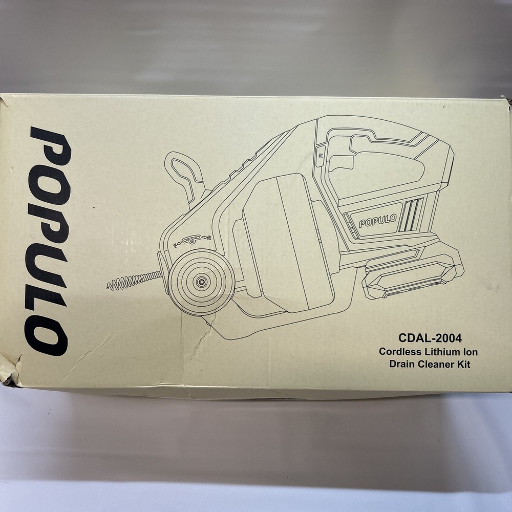 Populo CDAL-2004 Cordless Drain Auger Kit 20V Max &ndash; 25ft Cable (New)