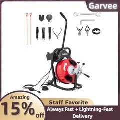 Portable 50Ft 1/2In Sewer Snake Drain Auger, Auto Feed Cleaner Machine