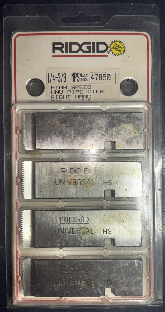 RIDGID 47850 1/4&Prime; to 3/8&Prime; NPSM Universal Pipe Dies High Speed Right Hand 4 Dies