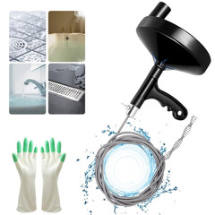 Drain Auger 25 Ft with Gloves, Plumbing Snake Drain Auger Hair Clog Remover, Hea