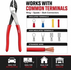 9.5&Prime; Wire Crimpers/Cutter Tool, 10-22 AWG Terminal Crimping Pliers | Insulated