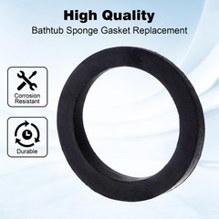 Bathtub Sponge Overflow Gasket Replacement for 2.5 inches, Black