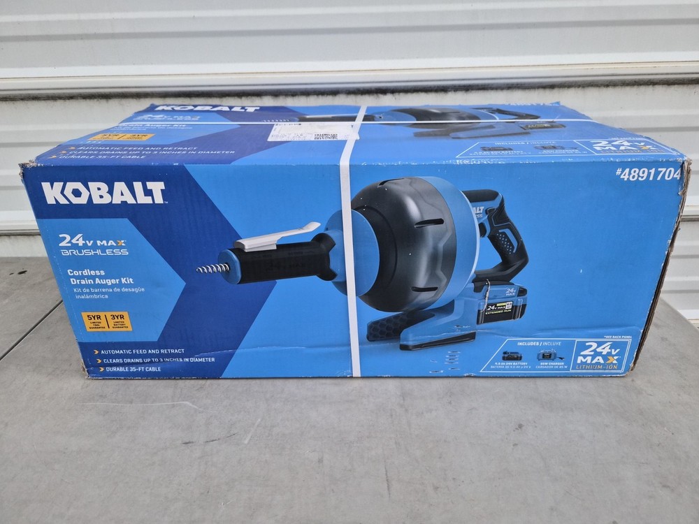 Kobalt 24v Max Cordless Drain Auger Kit w/ 4-Ah Battery & Charger (KDA 4024A-03)