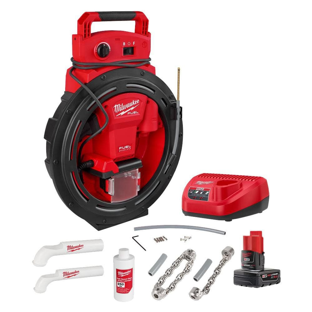 Milwaukee M12 Fuel High Speed Chain Snake For 1-1/4 Inch-2 Inch Pipes