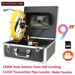 9&Prime; Self-Leveling Pipe Drain Industrial Endoscope Sewer Inspection Camera DVR 50M