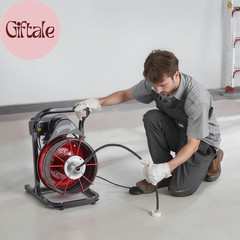 Drain Cleaner Machine 75 FT X 1/2 Inch, Sewer Snake Auger Manual Feed with 4 Cut