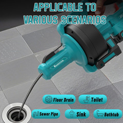 Powerful 20V 2000Mah Cordless Electric Drain Auger-25Ft Auto-Feed Drain Snake fo