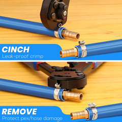 2-in-1 Ratchet PEX Crimping Tool with Cutter and 35 Stainless Steel Clamps