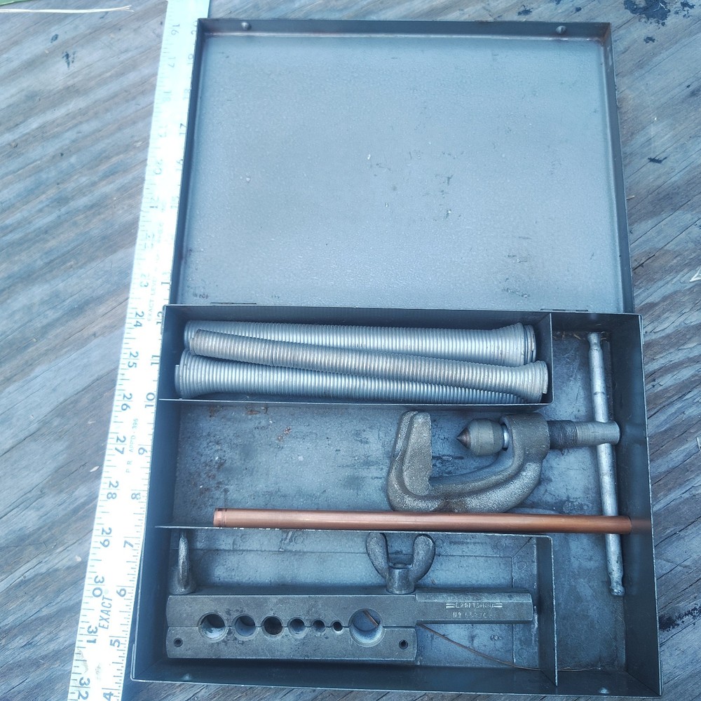 Vtg Craftsman Flaring Tool Set W/Spring Benders & Original Steel Box USA 🇺🇸
