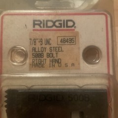 New RIDGID 500B 48495 RH 7/8&Prime;-9 UNC HS Bolt Dies Set RIGHT HAND NOS