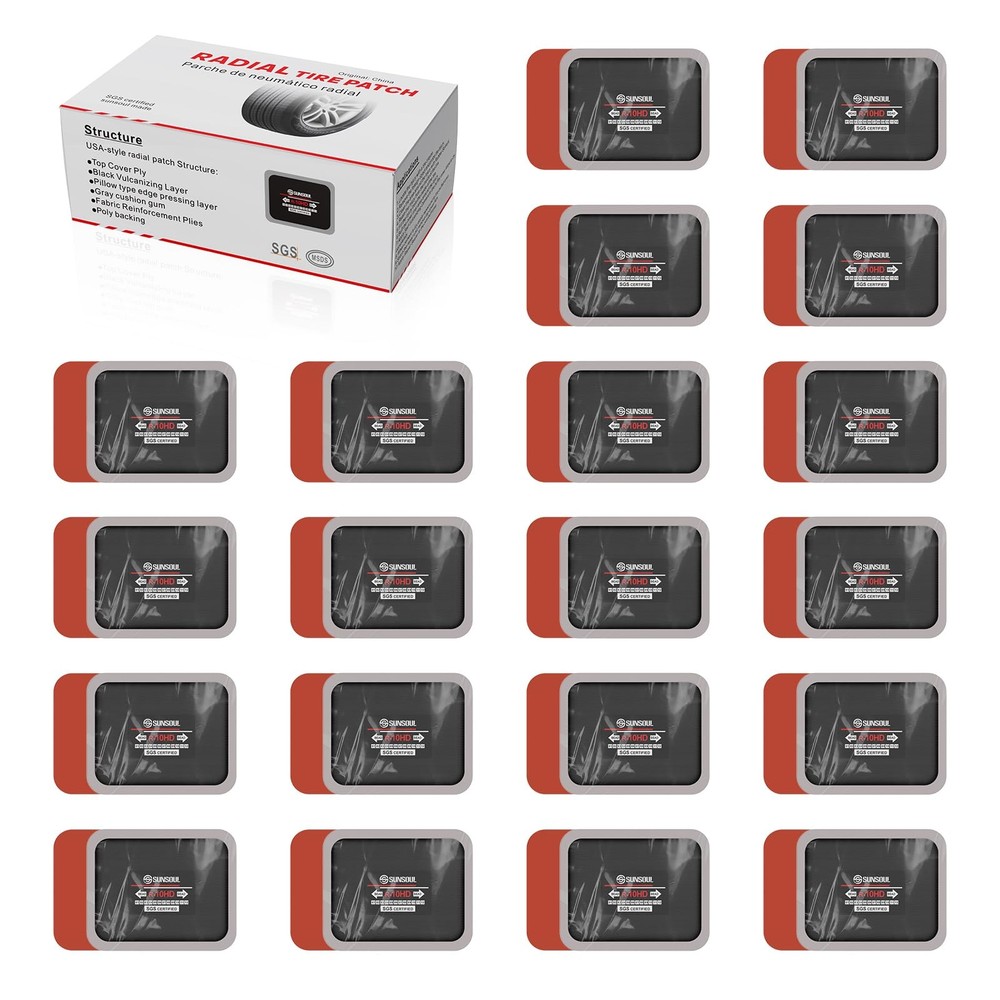 SUNSOUL 20Pcs Radial Tire Patches, 3.15&Prime; x 2.56&Prime; Heavy Duty Tire Patches