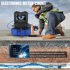 30m Pipe Inspection Camera Meter Counter Keyboard Sewer Camera Self Level 512hz