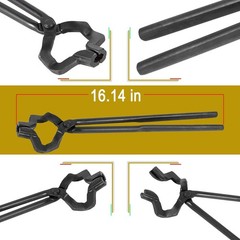 16&Prime; Z V-Bit Tongs and 1.5KG Blacksmith Hammer Set For Anvil Knife Making Forge