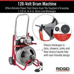 RIDGID K-400 Drain Cleaning Snake 120V Drum Machine C-32IW 3/8&Prime; x 75 ft. Cable