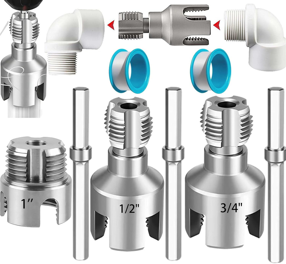 3PCS Integrated Pvc Pipe Threader Tool &ndash; 1/2&Prime; & 3/4&Prime; & 1&Prime; Dual-Function Internal