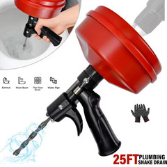 Drain Auger, 25Ft 1/4&Prime; Plumbing Snake Drain Clog Remover Tools for Sink & Drain