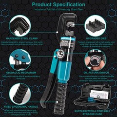 Brileine 10 Tons Hydraulic 12.2 inches (L) x 6.5 (W), Cyan + Black