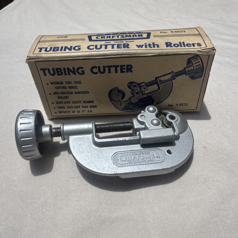 Vintage Craftsman Pipe Tubing Cutter with Rollers No 9-5533 USA w/Box