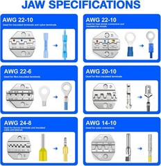 Ratcheting Wire Crimper Set with 6 Replaceable Dies, Heavy Duty Wire Crimping To