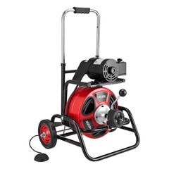 Portable Drain Snake Machine: 100ft 1/2&Prime; Solid Core Cable, 2&Prime;-6&Prime; Pipes