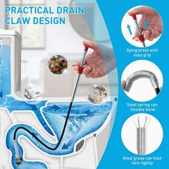 Drain Snake 12 Set: 25inch Hair Removal Tool(1PCS), 59inch Orange