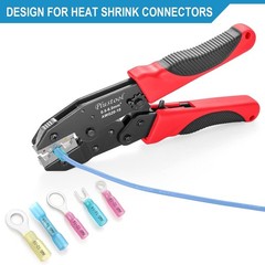 Crimping Tool for Heat Shrink Connectors AWG22-10, Ratcheting Wire Terminal Crim