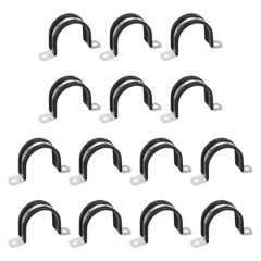14Pcs 42mm(1-21/32&Prime;) Stainless Steel Rubber 2 Hole U-Tube Strap Clamp, Black