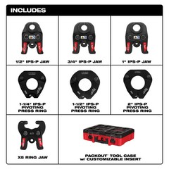 Milwaukee 49-16-2683 IPS-P Pivoting Press Ring Kit w/ PACKOUT Tool Case