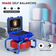 Sewer Camera 50M Pipe Inspection Camera with 512Hz Transmitter Self-leveling 9&Prime;