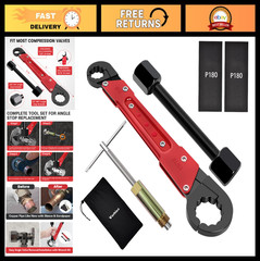 6-Piece Plumbing Tool Set, Angle Stop Wrench, Compression Sleeve Puller, Sandpap
