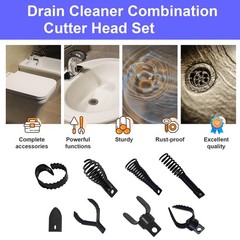 9 PCS Drain Snake Drill Attachment Cleaner Cutter Head Root 50ft-100ft Cables
