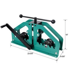 Manual Pipe & Tube Roll Bender w/ 6 Dies & Crank for Square & Round Tube &ndash; Green