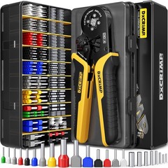 Ferrule Crimping Tool Kit, AWG 24-8 (0.25-10mm&sup2;) Ratchet Crimper, 24 Types Insul