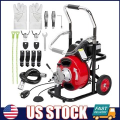 Drain Cleaner Machine, 75FT x 1/2 Inch Electric Sewer Snake Auger with Cutters
