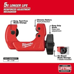 Milwaukee 48-22-4251 1&Prime; Mini Copper Tubing Cutter w/ 1/8&Prime; &ndash; 1-1/8&Prime; Cut Capacity