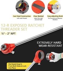 36475 12-R Manual Exposed Ratchet Pipe Threader Kit with 6 Dies,1/2&rdquo; to 2&rdquo; NPT