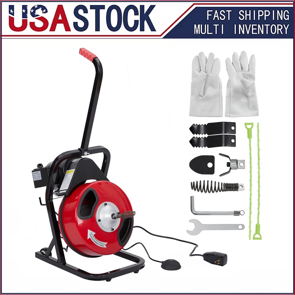 Towallmark 50FT x 1/2 In Drain Auger Drain Cleaner Drain Auger Machine Electric